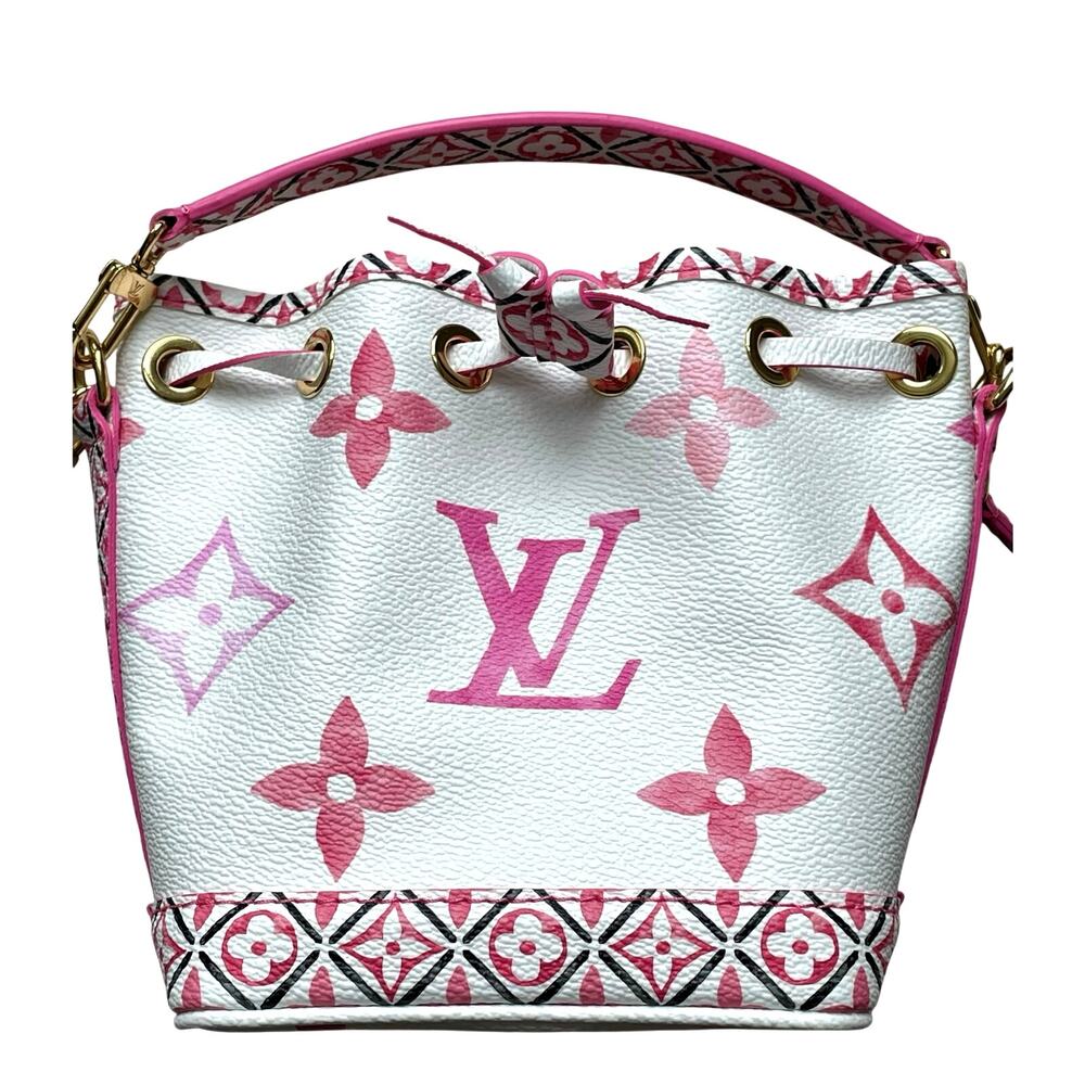 Louis Vuitton Noe Handbag Nano By The Pool Monogram Watercolor Pink White - Picture 3 of 10